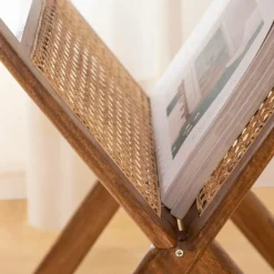 Made in Meubles Bout De Canapé & Sellette|Décoration<Porte revue en bois de manguier et cannage Charline