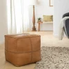 Made in Meubles Fauteuil<Pouf en cuir 1 place marron Gaetan