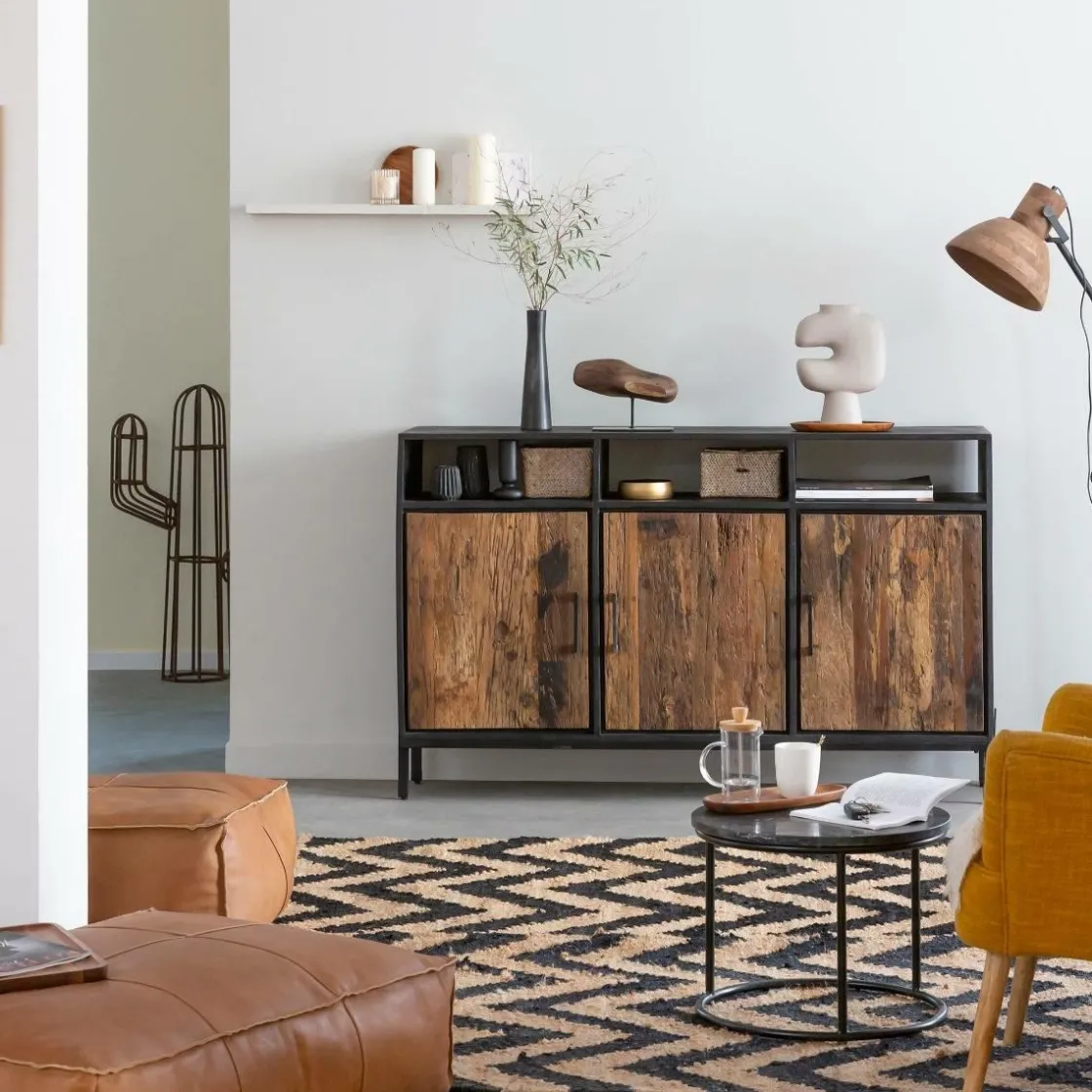 Made in Meubles Banc<Pouf en cuir grand modèle Mina