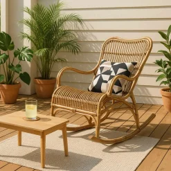 Made in Meubles Fauteuil<Rocking chair de jardin en rotin Rattan