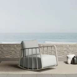 Made in Meubles Chaise De Jardin<Rocking chair en aluminium pour jardin couleur taupe Zion