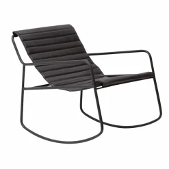 Made in Meubles Fauteuil<Rocking chair en cuir noir Sydney