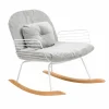 Made in Meubles Fauteuil<Rocking chair en métal blanc tissu gris Ethan