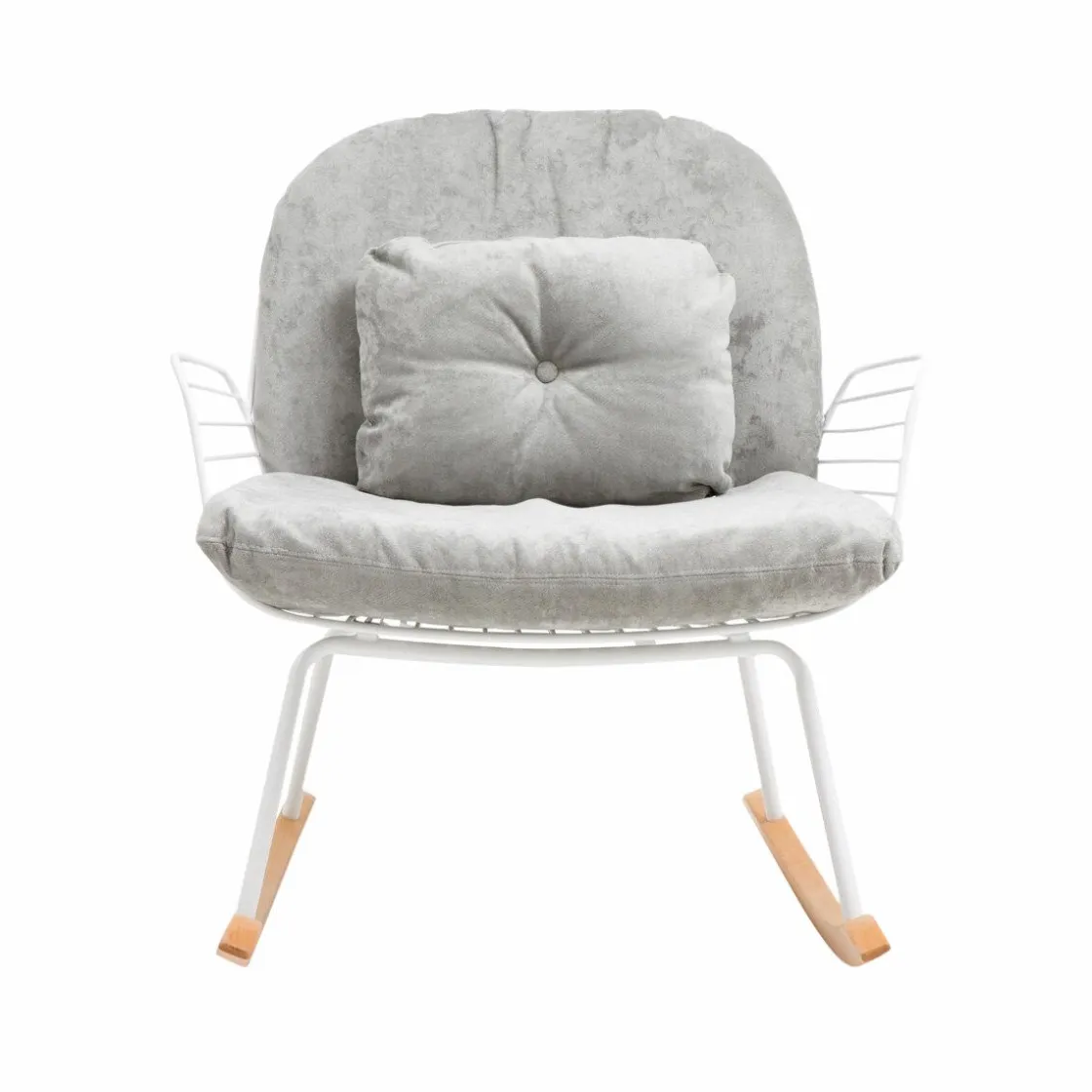 Made in Meubles Fauteuil<Rocking chair en métal blanc tissu gris Ethan