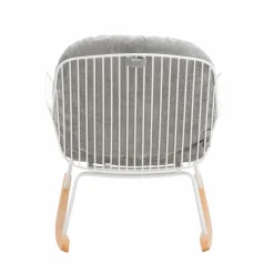 Made in Meubles Fauteuil<Rocking chair en métal blanc tissu gris Ethan