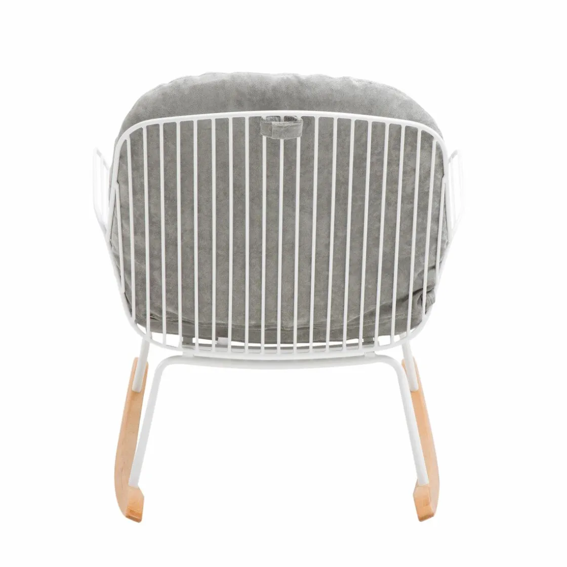 Made in Meubles Fauteuil<Rocking chair en métal blanc tissu gris Ethan