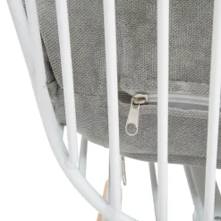 Made in Meubles Fauteuil<Rocking chair en métal blanc tissu gris Ethan