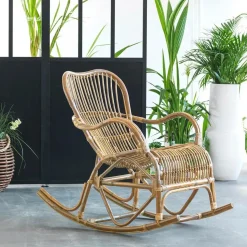 Made in Meubles Fauteuil<Rocking chair vintage en rotin Rattan