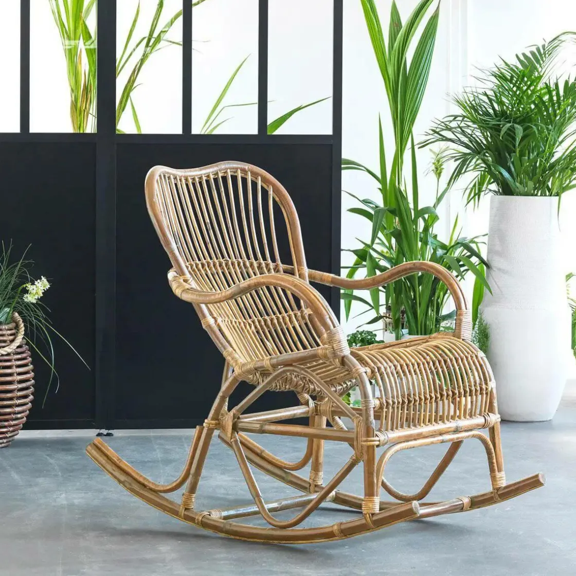 Made in Meubles Fauteuil<Rocking chair vintage en rotin Rattan