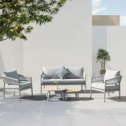 Made in Meubles Salon De Jardin<Salon de jardin à cordes 5 places gris taupe Sayen