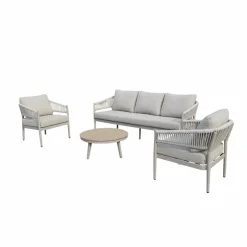 Made in Meubles Salon De Jardin<Salon de jardin à cordes 5 places gris taupe Sayen