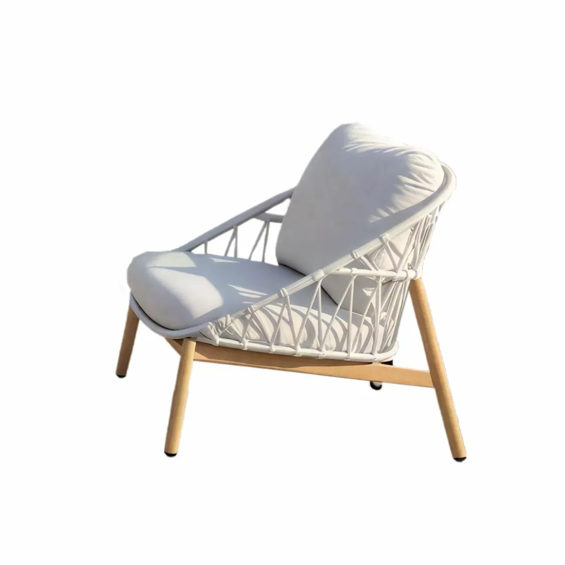 Made in Meubles Salon De Jardin<Salon de jardin à cordes 5 places gris clair Sayen