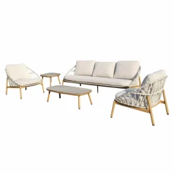 Made in Meubles Salon De Jardin<Salon de jardin à cordes 5 places gris clair Sayen