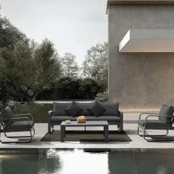 Made in Meubles Salon De Jardin<Salon de jardin 5 places gris foncé Auguste