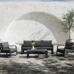 Made in Meubles Salon De Jardin<Salon de jardin 5 places gris foncé Auguste