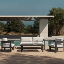 Made in Meubles Salon De Jardin<Salon de jardin en aluminium gris foncé Loréa