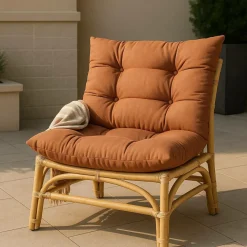 Made in Meubles Salon De Jardin<Salon de jardin en rotin avec coussins terracotta Rattan