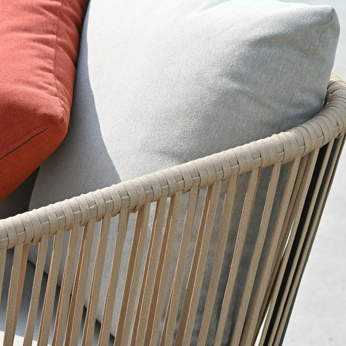 Made in Meubles Salon De Jardin<Salon de jardin gris à cordes 5 places Sayen