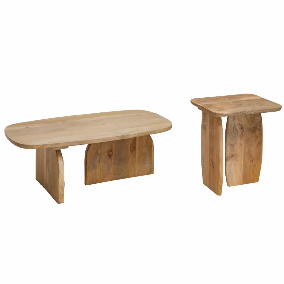 Made in Meubles Table Basse<Set de 2 tables basses en bois de manguier Tom