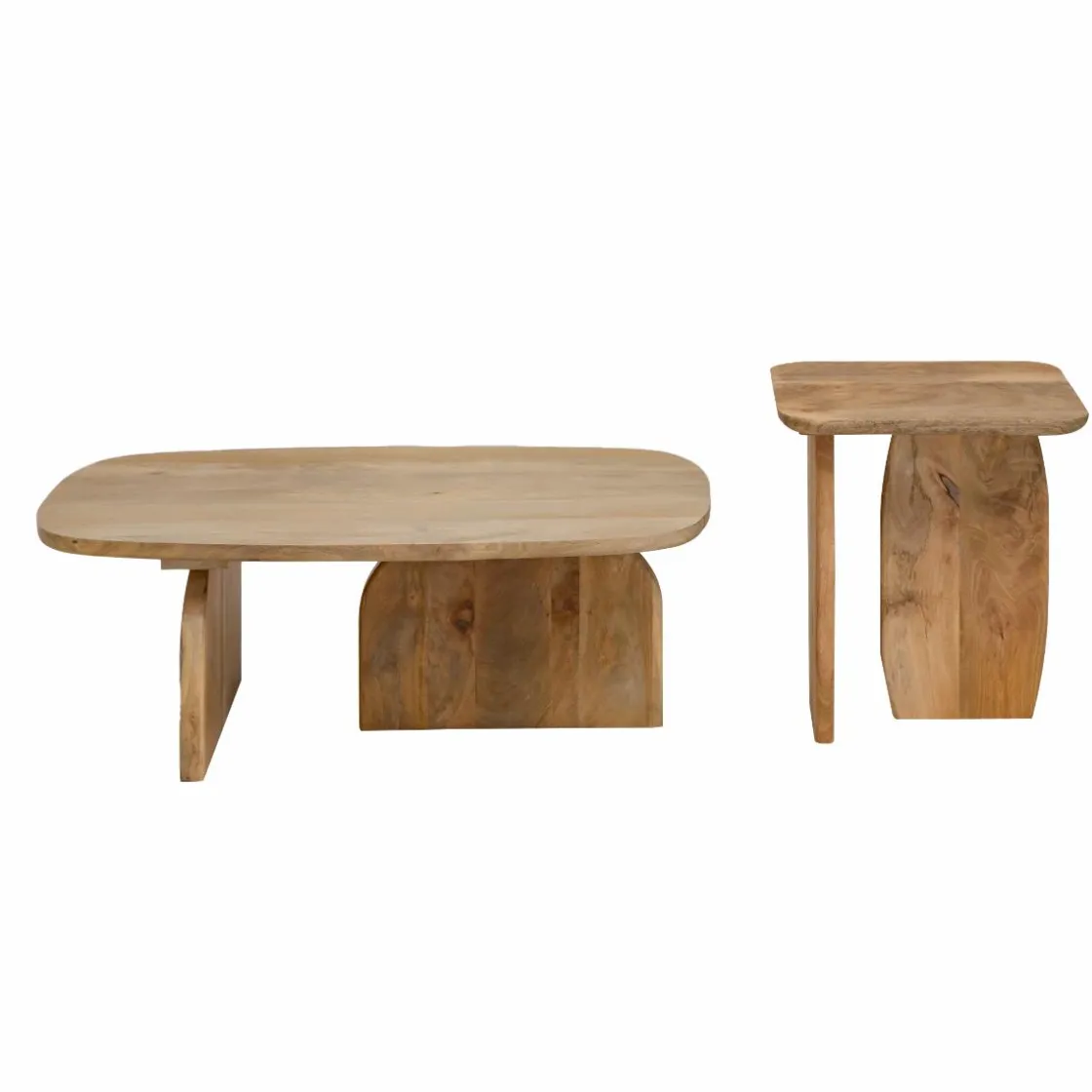 Made in Meubles Table Basse<Set de 2 tables basses en bois de manguier Tom