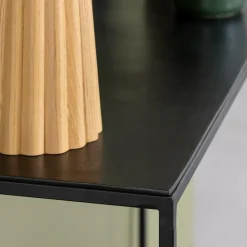 Made in Meubles Table Console<Set de deux consoles en aluminium et métal noir Linda