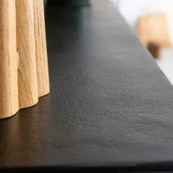 Made in Meubles Table Console<Set de deux consoles en aluminium et métal noir Linda