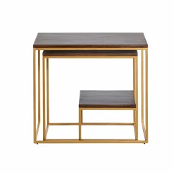 Made in Meubles Table Console<Set de deux consoles en bois de manguier et métal Léon