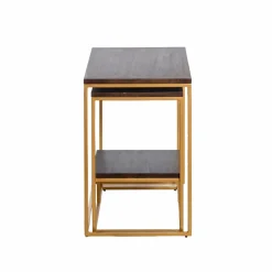 Made in Meubles Table Console<Set de deux consoles en bois de manguier et métal Léon