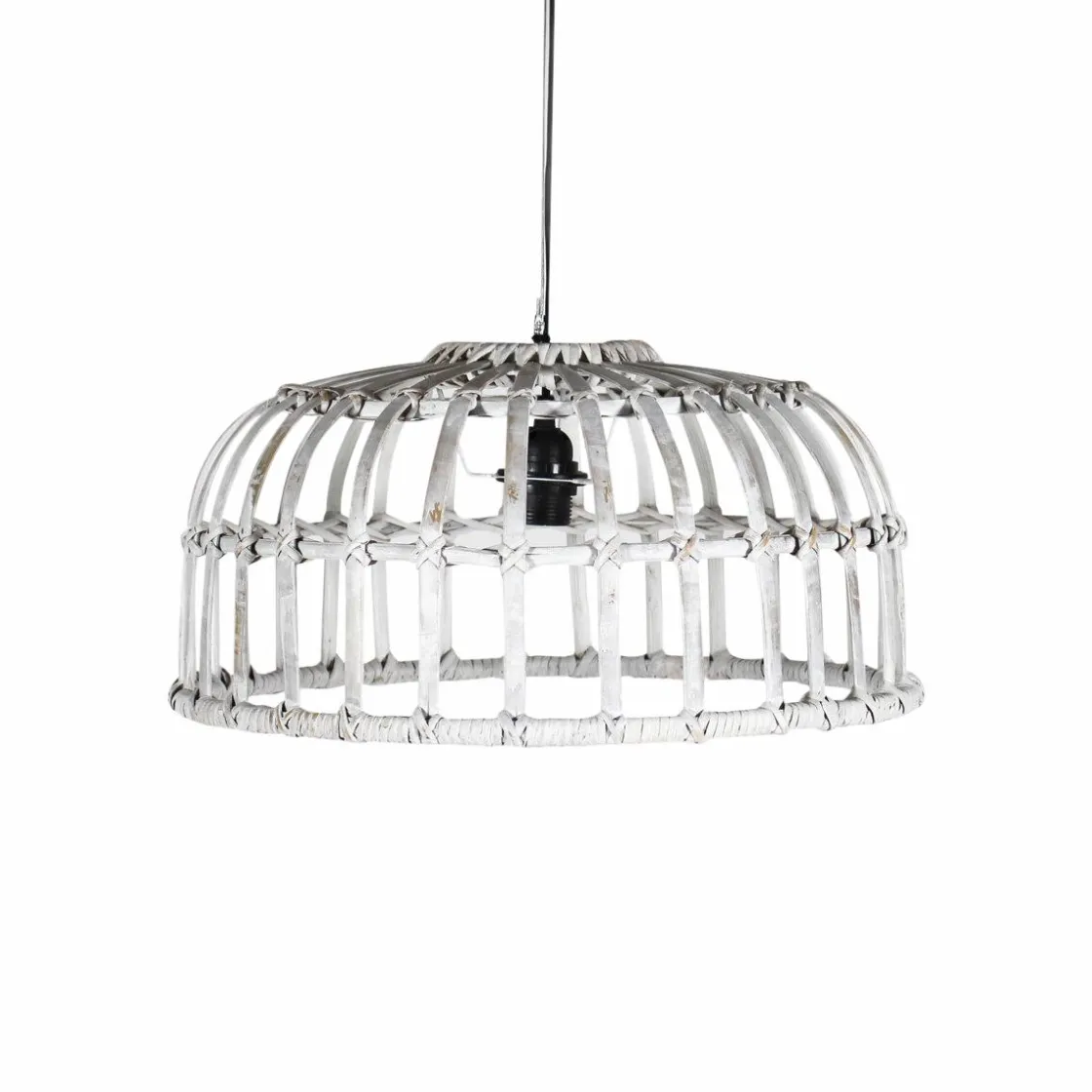 Made in Meubles Suspension<Suspension blanche en bambou Rattan