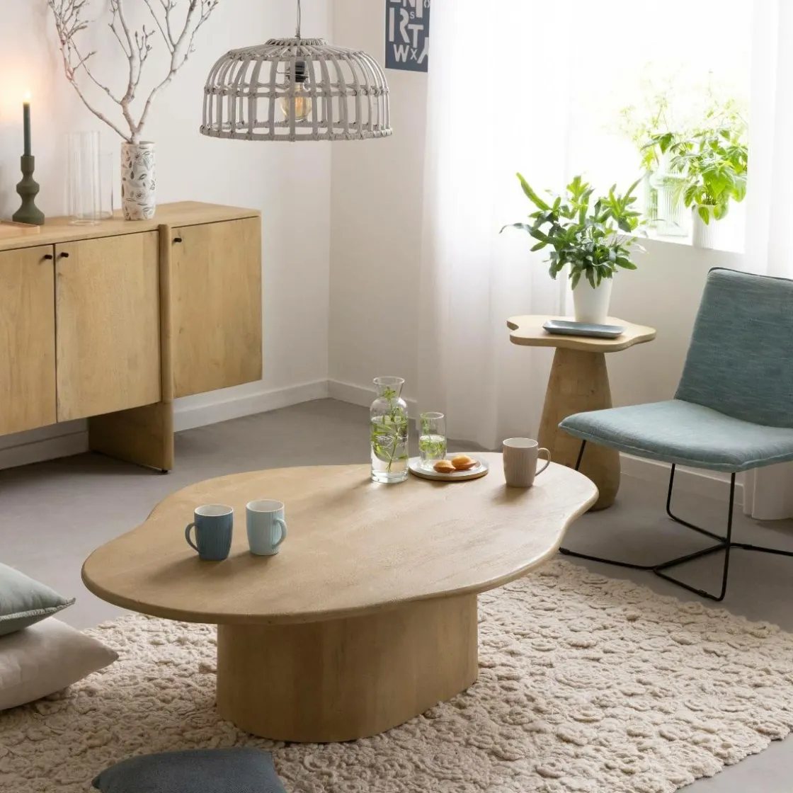 Made in Meubles Suspension<Suspension blanche en bambou Rattan