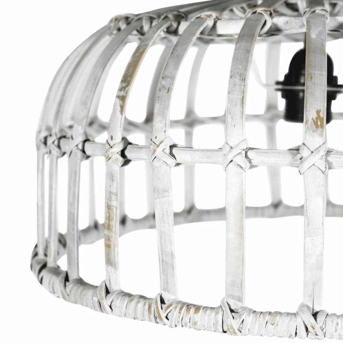 Made in Meubles Suspension<Suspension blanche en bambou Rattan