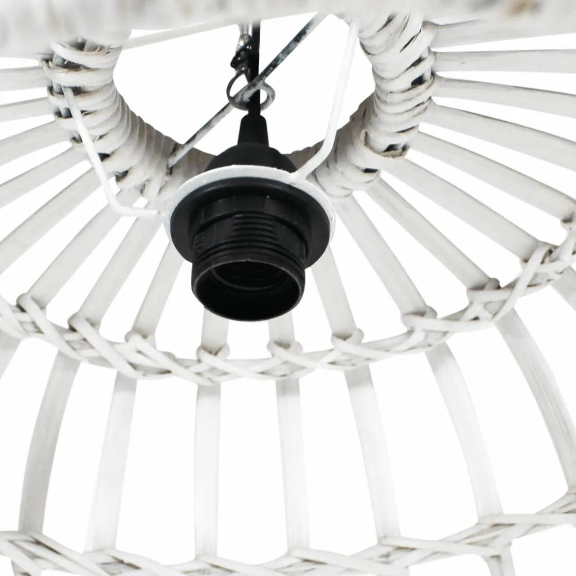 Made in Meubles Suspension<Suspension blanche en bambou Rattan