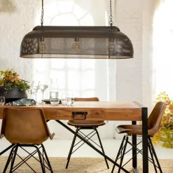 Made in Meubles Suspension<Suspension en métal noire intérieur doré Clémence