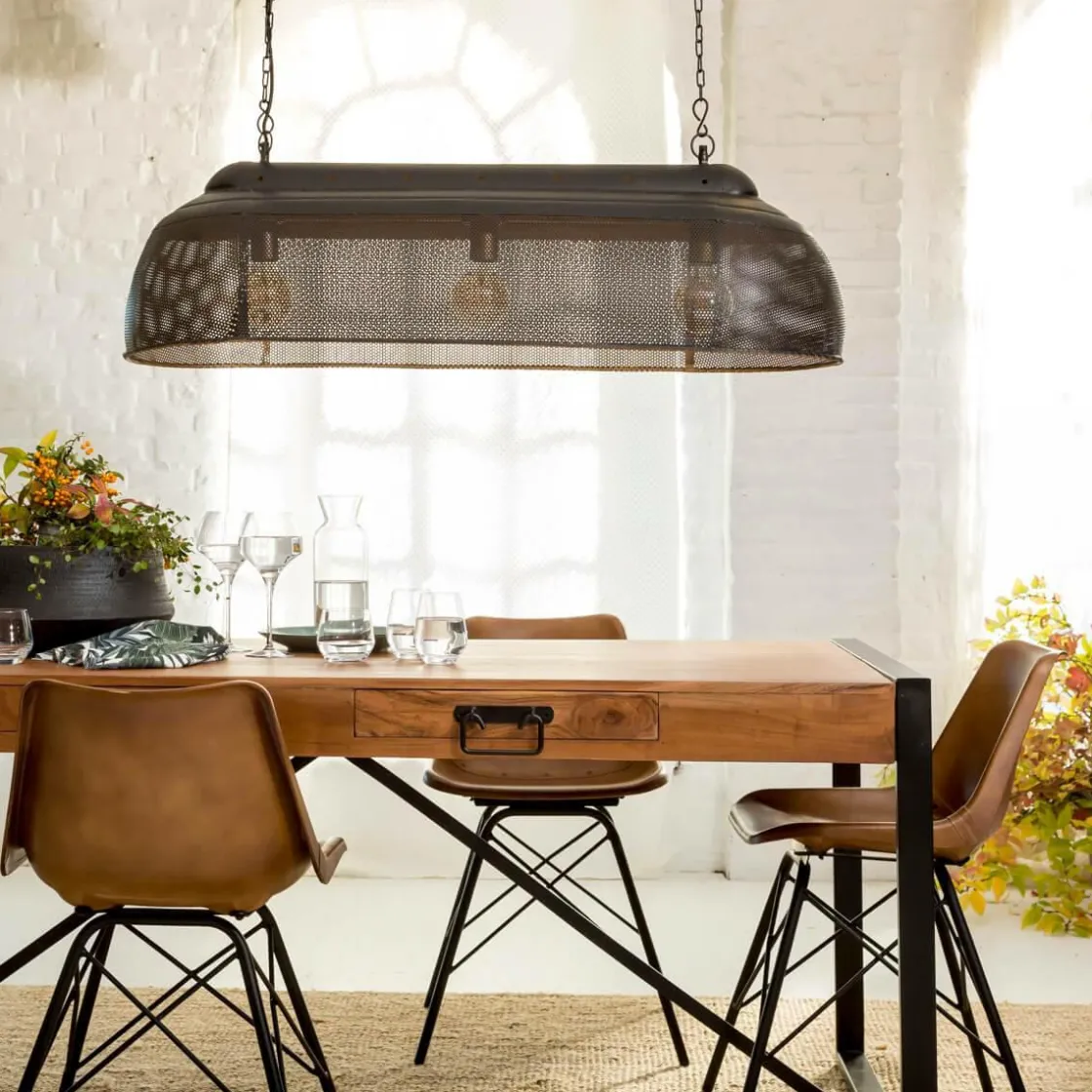 Made in Meubles Suspension<Suspension en métal noire intérieur doré Clémence