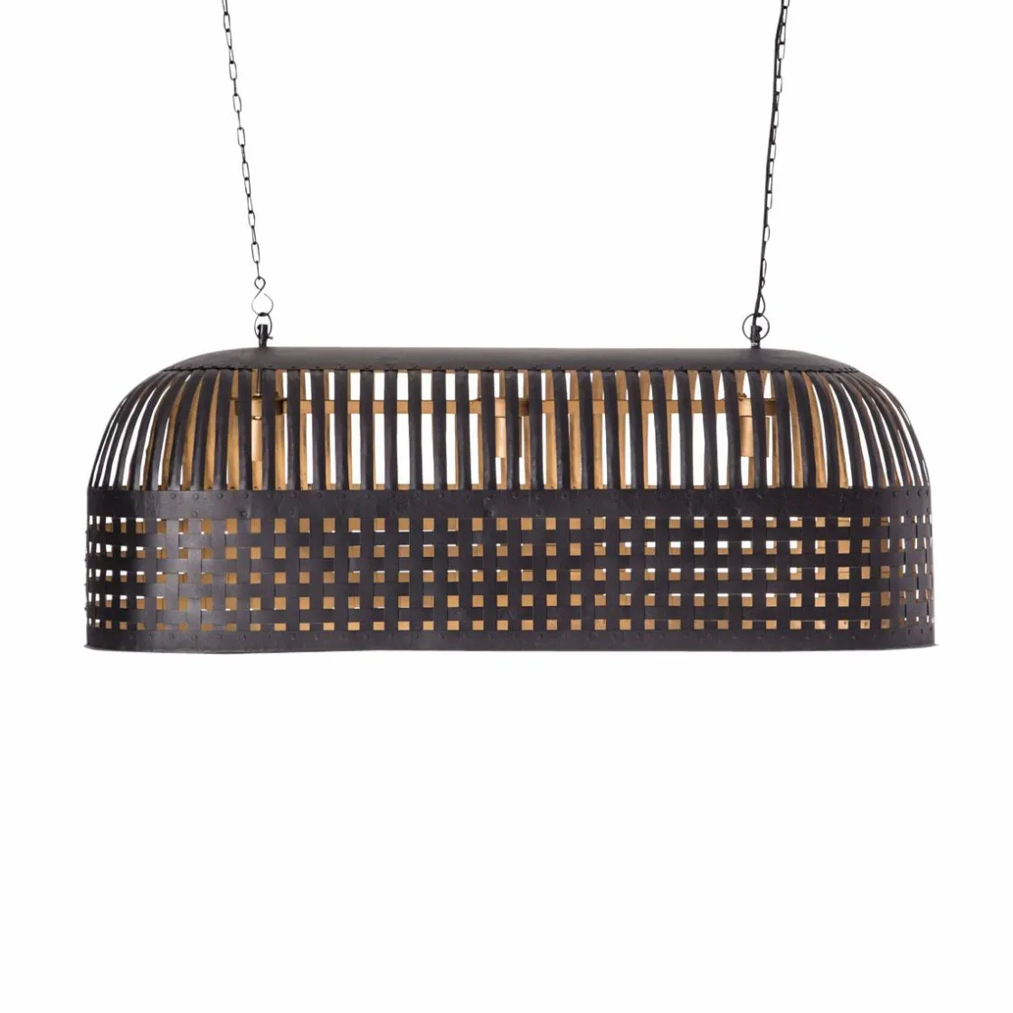 Made in Meubles Suspension<Suspension striée en métal noir Luna