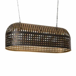 Made in Meubles Suspension<Suspension striée en métal noir Luna