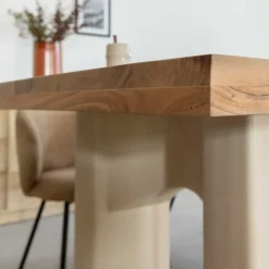 Made in Meubles Table À Manger<Table à manger en bois d'acacia et pieds en bois effet béton Dalva