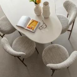 Made in Meubles Table À Manger<Table à manger nuage en bois effet béton blanc Thomas