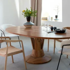 Made in Meubles Table À Manger<Table à manger ovale en bois d'acacia 220 cm Sauge