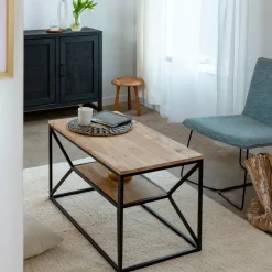 Made in Meubles Table Basse<Table basse à  double plateau en bois d'acacia Flavia