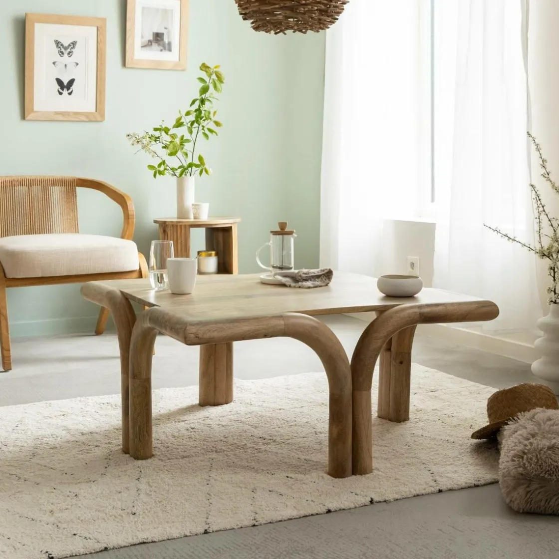 Made in Meubles Table Basse<Table basse carré en bois de manguier Zola
