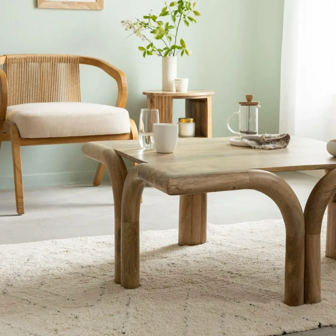 Made in Meubles Table Basse<Table basse carré en bois de manguier Zola