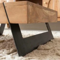 Made in Meubles Table Basse<Table basse carrée en bois d'acacia et métal Cassius