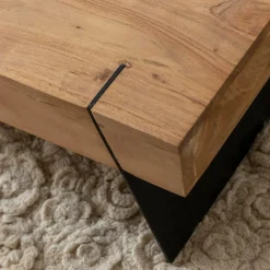 Made in Meubles Table Basse<Table basse carrée en bois d'acacia et métal Cassius