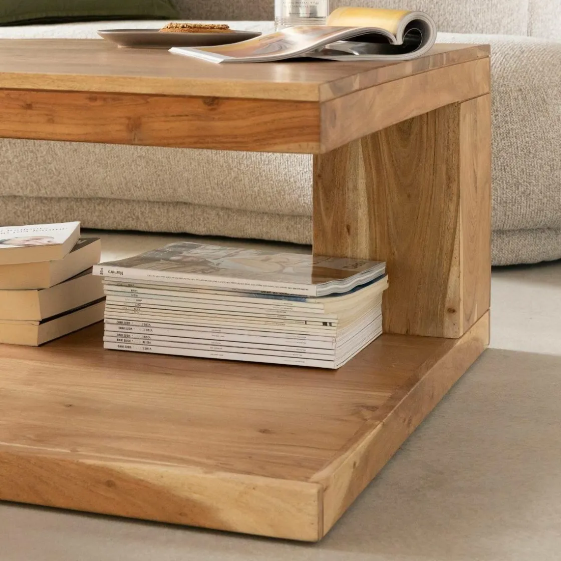 Made in Meubles Table Basse<Table basse carrée en bois d'acacia Caël