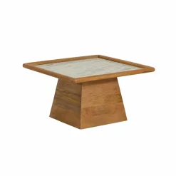 Made in Meubles Table Basse<Table basse carrée en bois de manguier et marbre Adler