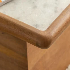 Made in Meubles Table Basse<Table basse carrée en bois de manguier et marbre Adler