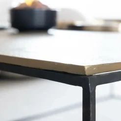 Made in Meubles Table Basse<Table basse en aluminium doré et métal noir Victoria