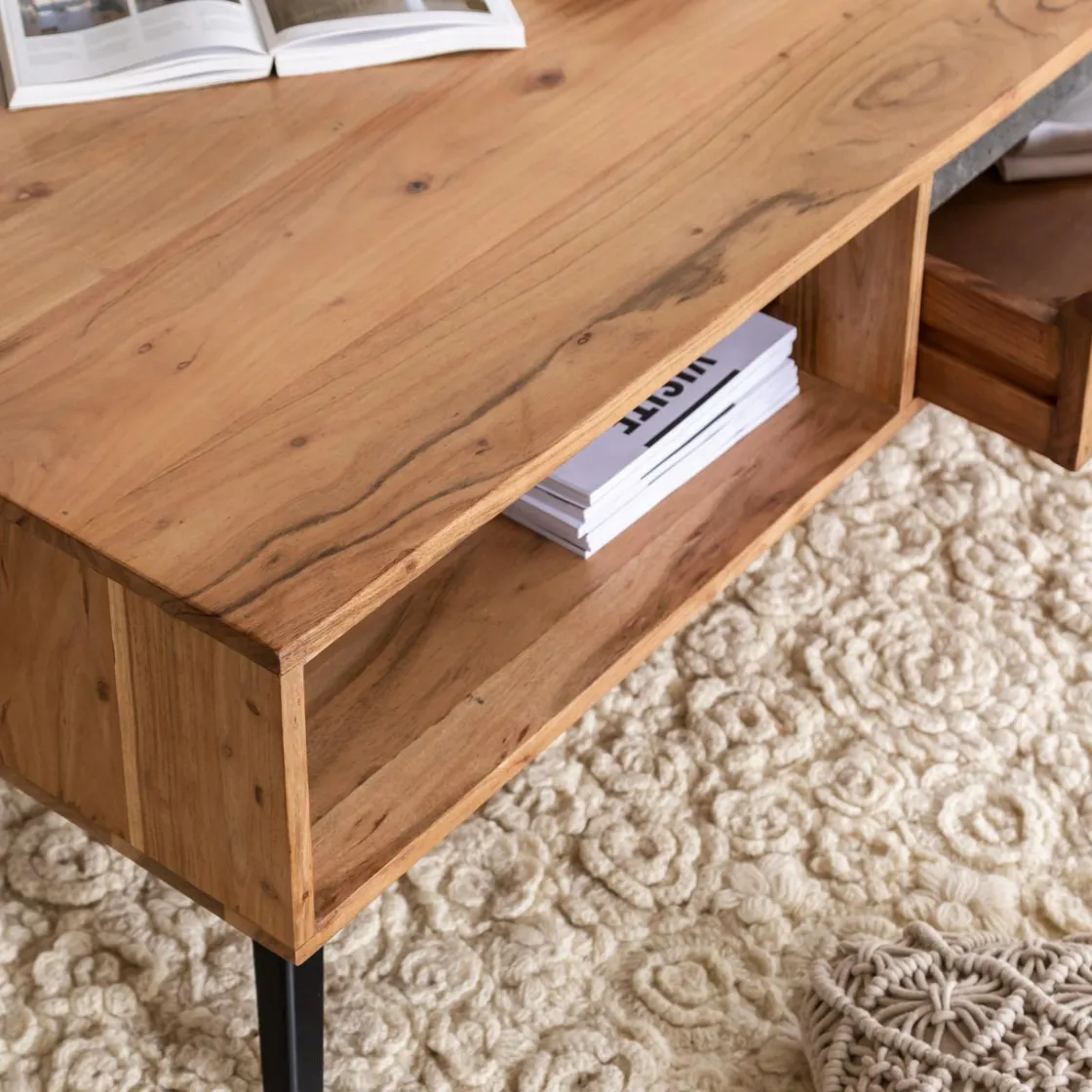 Made in Meubles Table Basse<Table basse en bois d'acacia et pierre Yvan