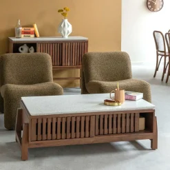 Made in Meubles Table Basse<Table basse en bois d'acacia et terrazzo Kaelis